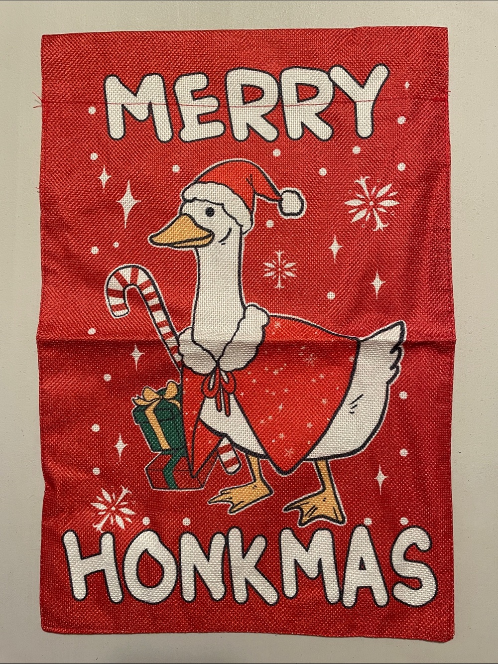 Merry Honkmas Red Holiday Garden Flag - Festive Goose Design New